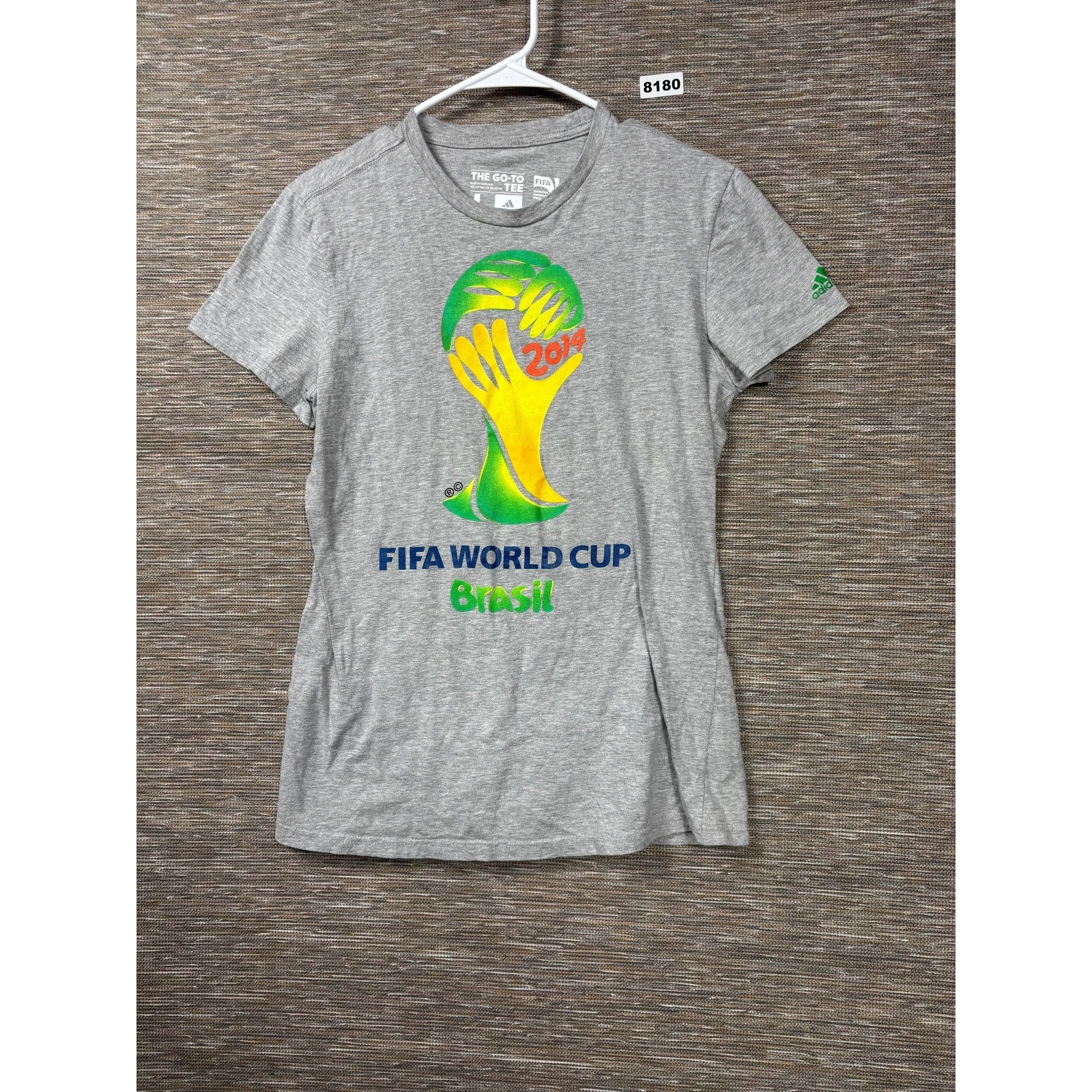 Fifa World Cup Brasil Shirt Womens Large Gray 2014 Soccer Adidas Graphic Tee